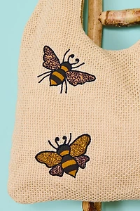 Bee Crossbody Woven Slouchy Tote Bag