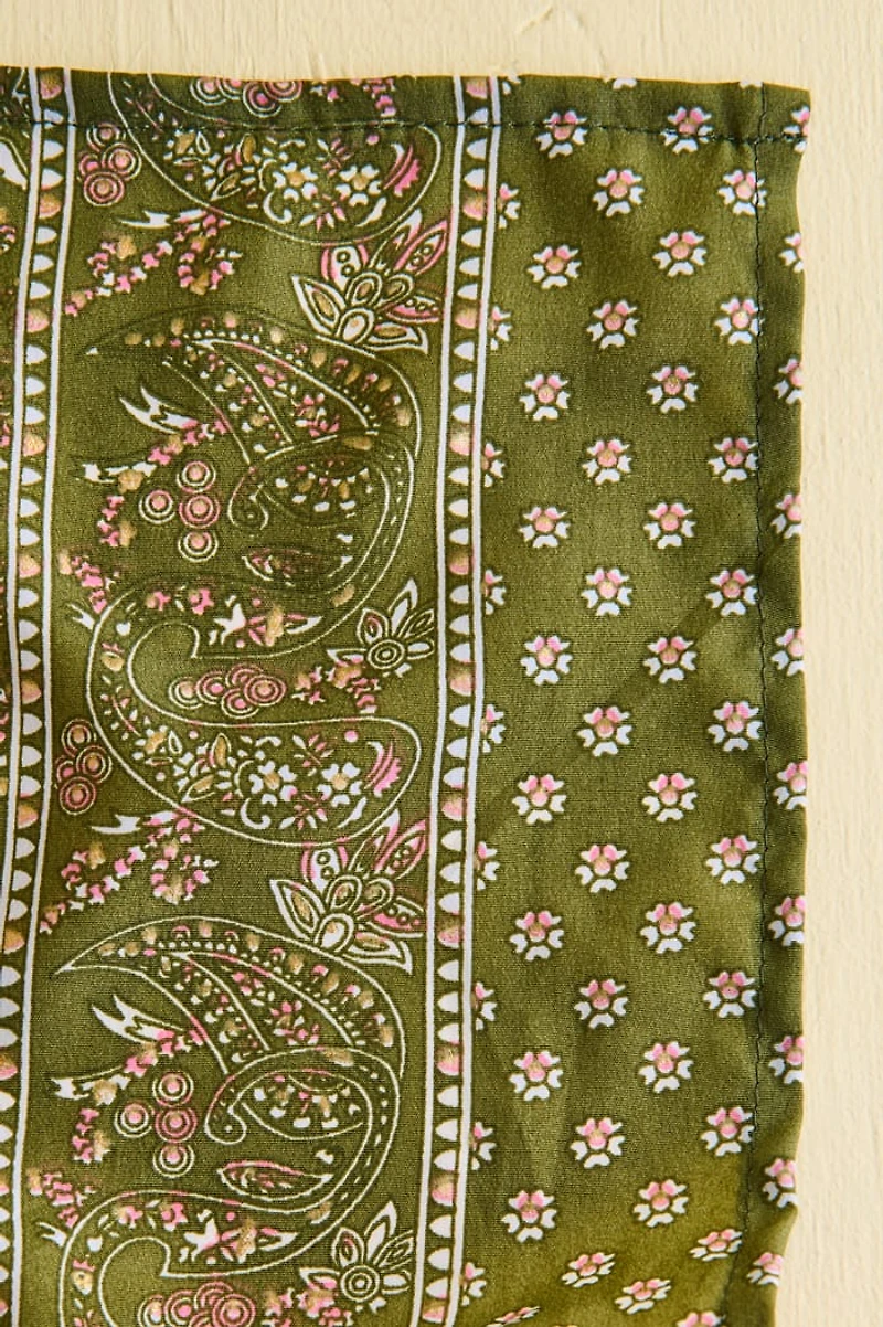 Light Green Paisley Small Boho Sari Bandana