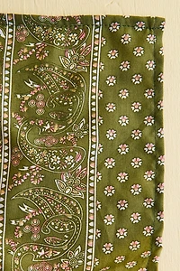 Light Green Paisley Small Boho Sari Bandana