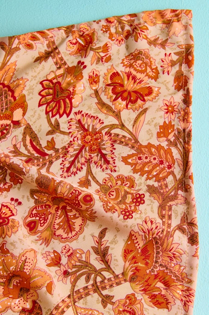 Orange Floral Large Boho Sari Bandana