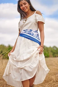 White Cold Shoulder Lace Renaissance Dress