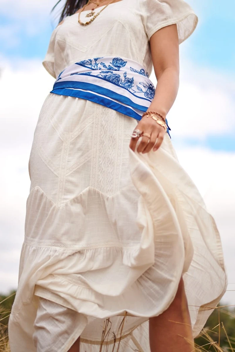 White Cold Shoulder Lace Renaissance Dress
