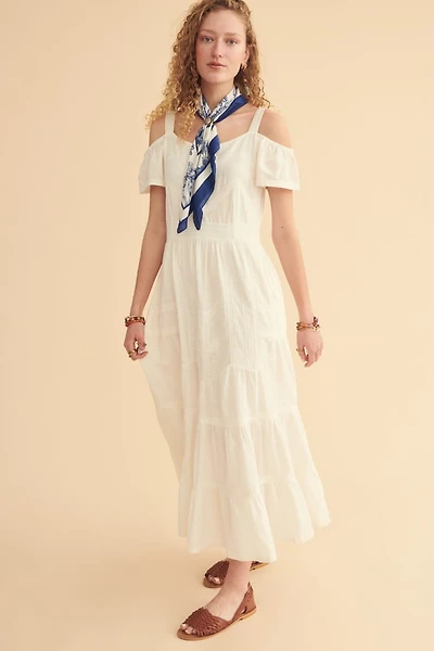 White Cold Shoulder Lace Renaissance Dress