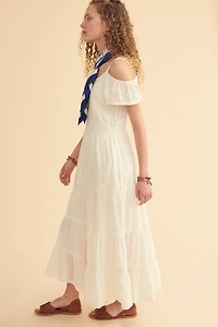 White Cold Shoulder Lace Renaissance Dress