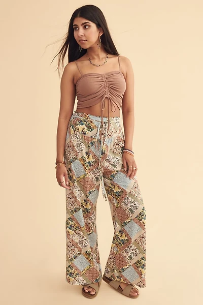 Garden Faux Patchwork High Waisted Pants