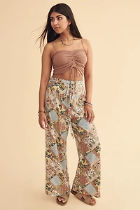 Garden Faux Patchwork High Waisted Pants
