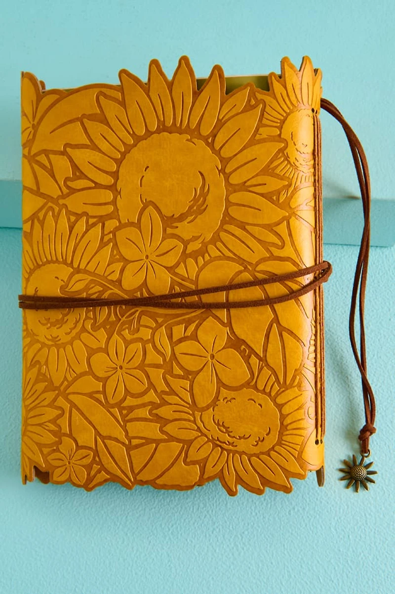 Yellow Sunflower Faux Leather Journal