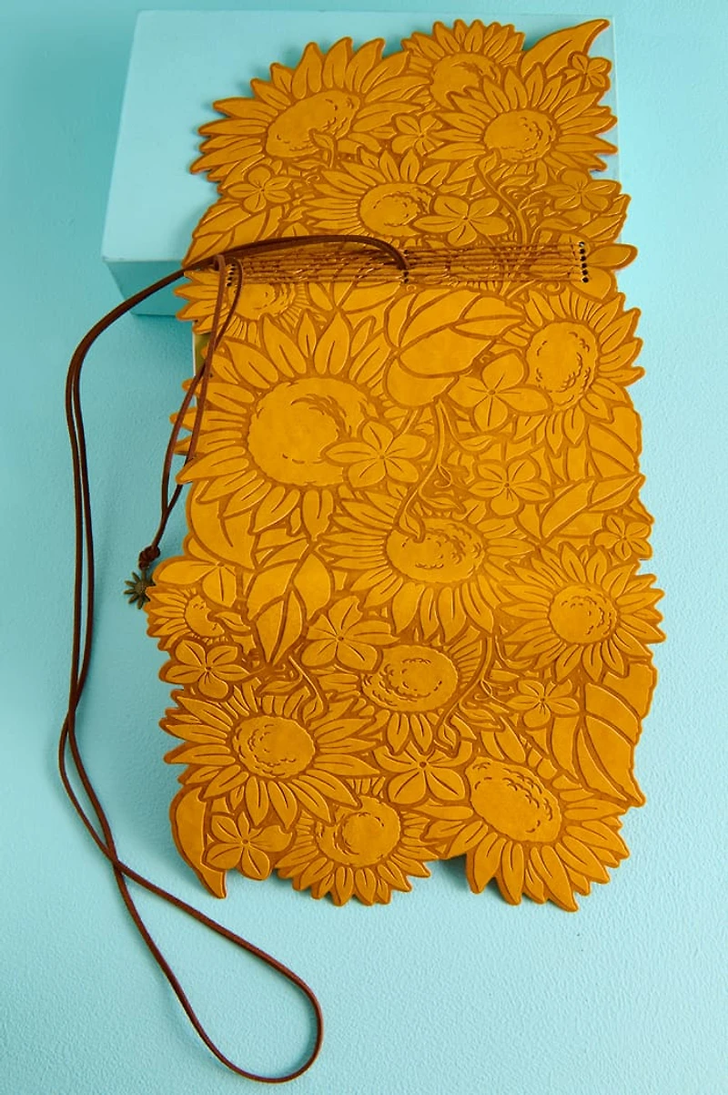 Yellow Sunflower Faux Leather Journal