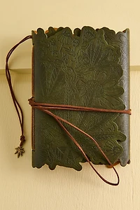 Green Weed Leaf Faux Leather Journal