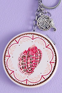 Red Coastal Shell Compact Mirror Keychain - Boho Accessory Buy