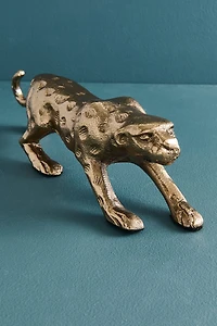 Gold Perched Jaguar Metal Figurine
