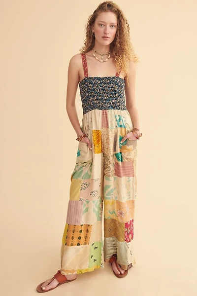 Assorted Patchwork Shirred Jumpsuit
