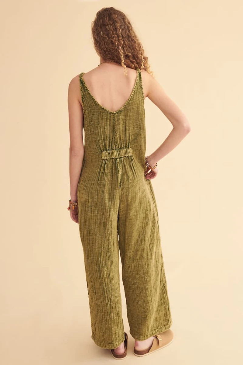 Sage Green Gauze Pocket Jumpsuit