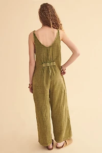 Sage Green Gauze Pocket Jumpsuit