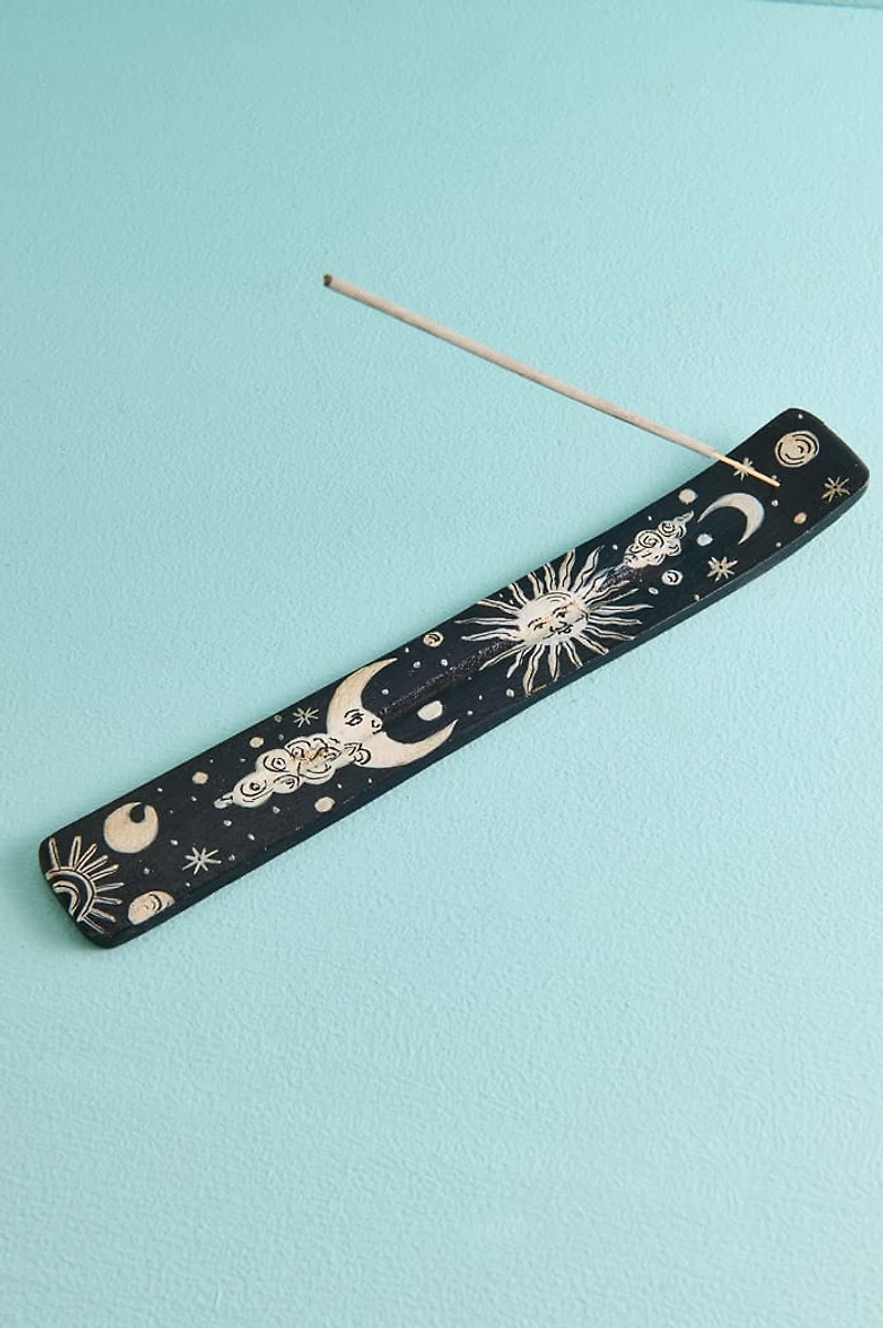 Black Sun and Moon Flat Incense Burner