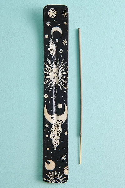 Black Sun and Moon Flat Incense Burner