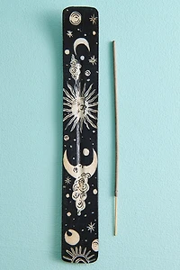 Black Sun and Moon Flat Incense Burner