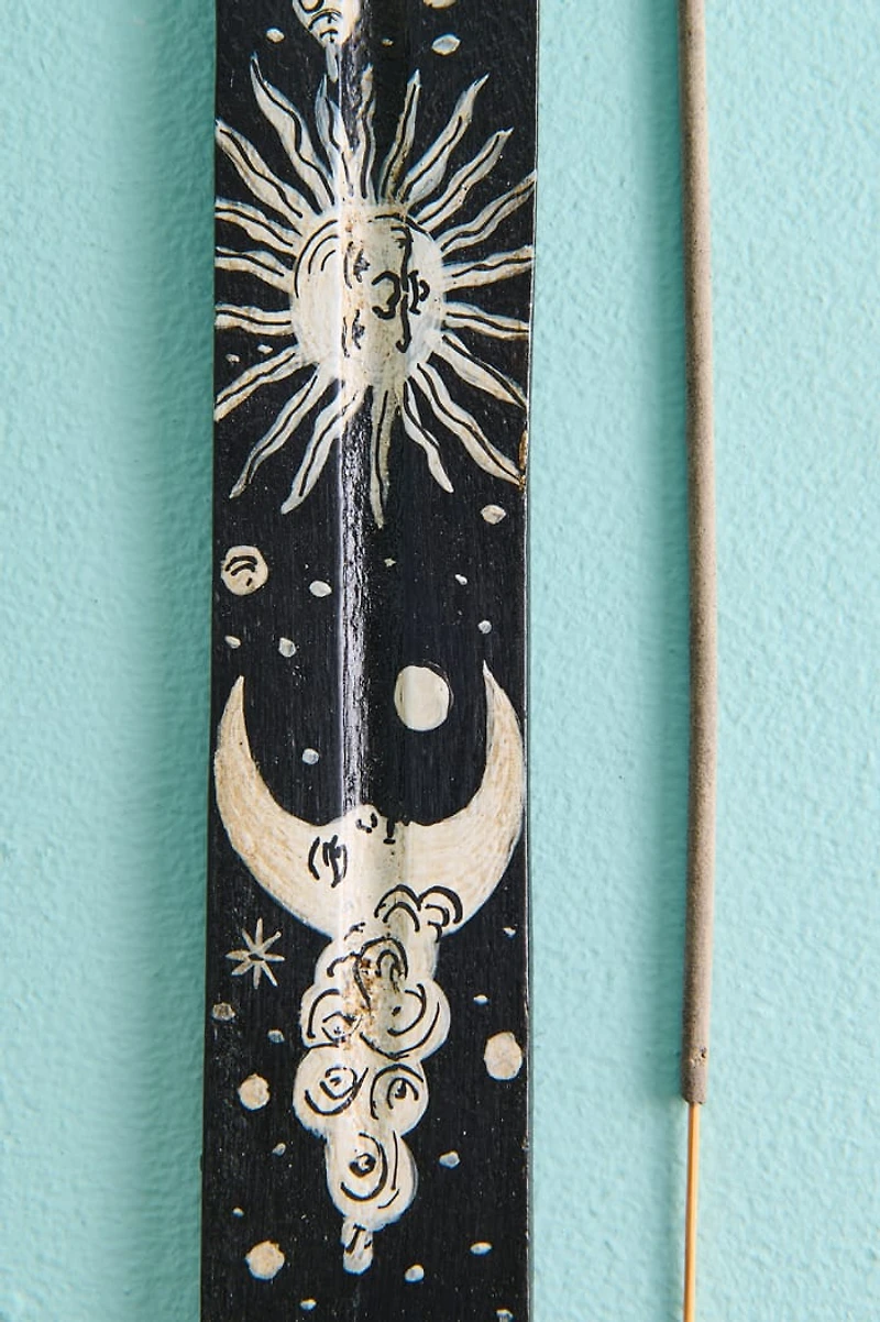 Black Sun and Moon Flat Incense Burner