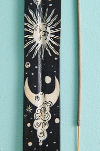 Black Sun and Moon Flat Incense Burner