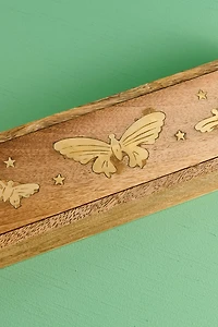 Brass Butterfly Wood Incense Box