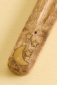 Brass Moon Phase Wood Incense Box
