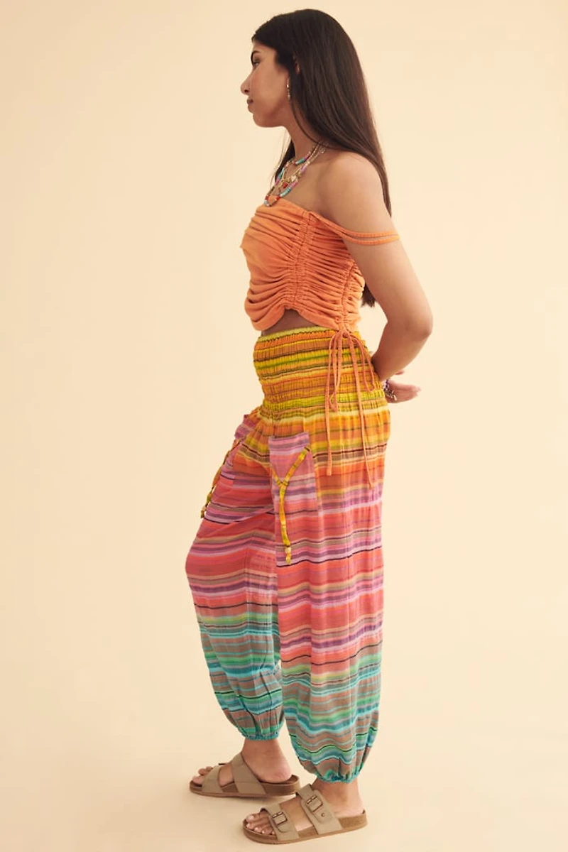 Sunset Striped High Waisted Jogger Pants