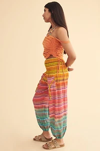Sunset Striped High Waisted Jogger Pants