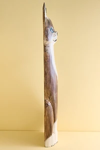 Grey Cat Wooden Figurine