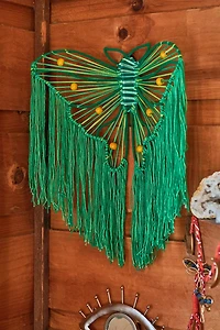 Green Moth Macrame Wall Plaque