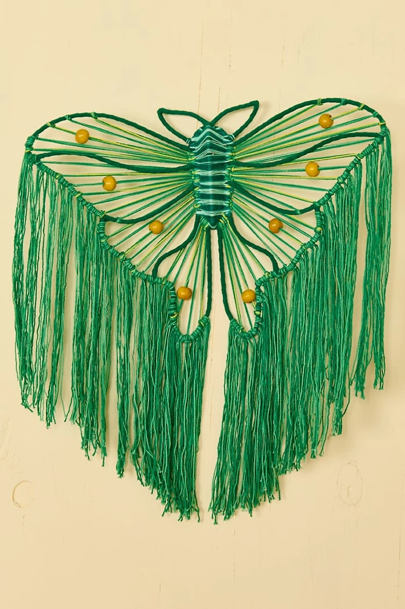 Green Moth Macrame Wall Plaque