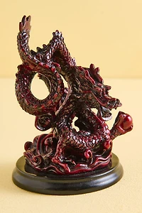 Wisdom Red Resin Dragon Figurine