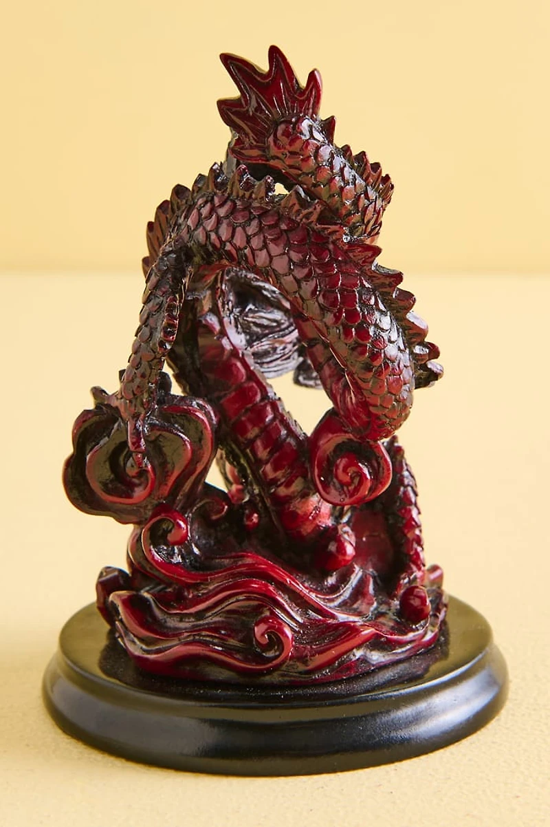 Wisdom Red Resin Dragon Figurine