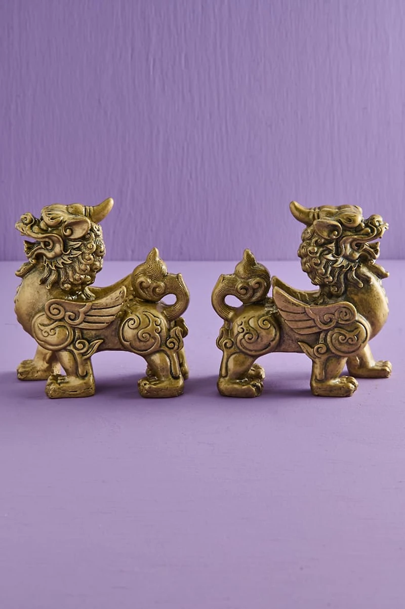 Gold Resin Pixiu Figurine Set
