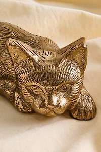 Gold Resting Kitten Figurine