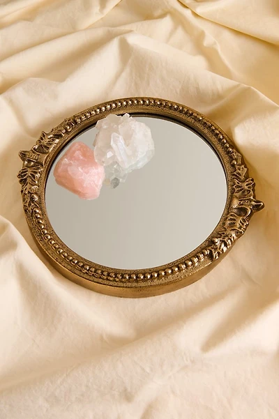 Ornate Floral Vintage Mirror Decorative Wall Tray