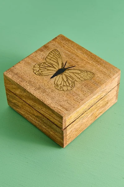Butterfly Square Wooden Storage Box