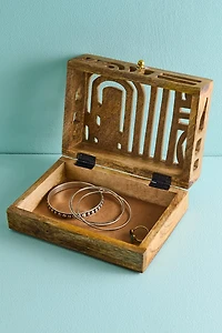 Open Geometric Wooden Storage Box