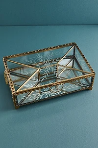 Floral Etched Glass Divided Storage Box