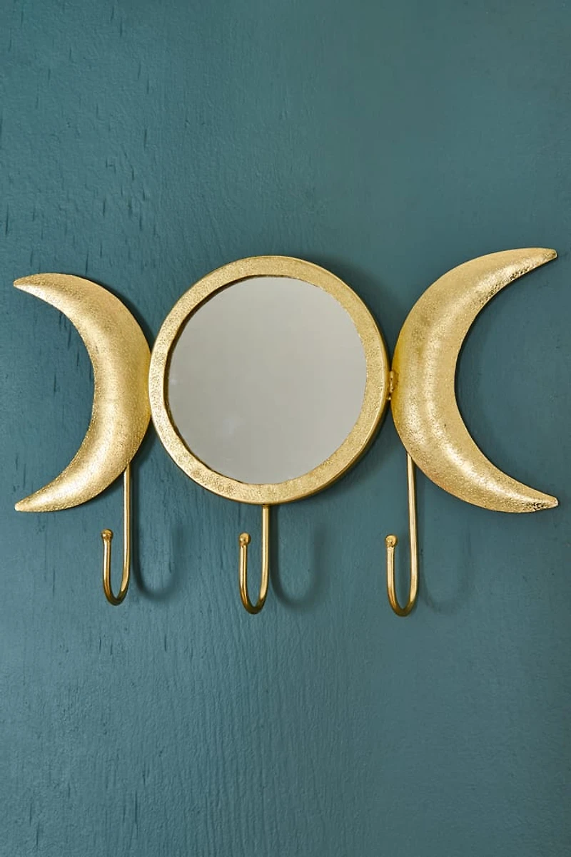 Metal Moon Phase Mirror Wall Hook