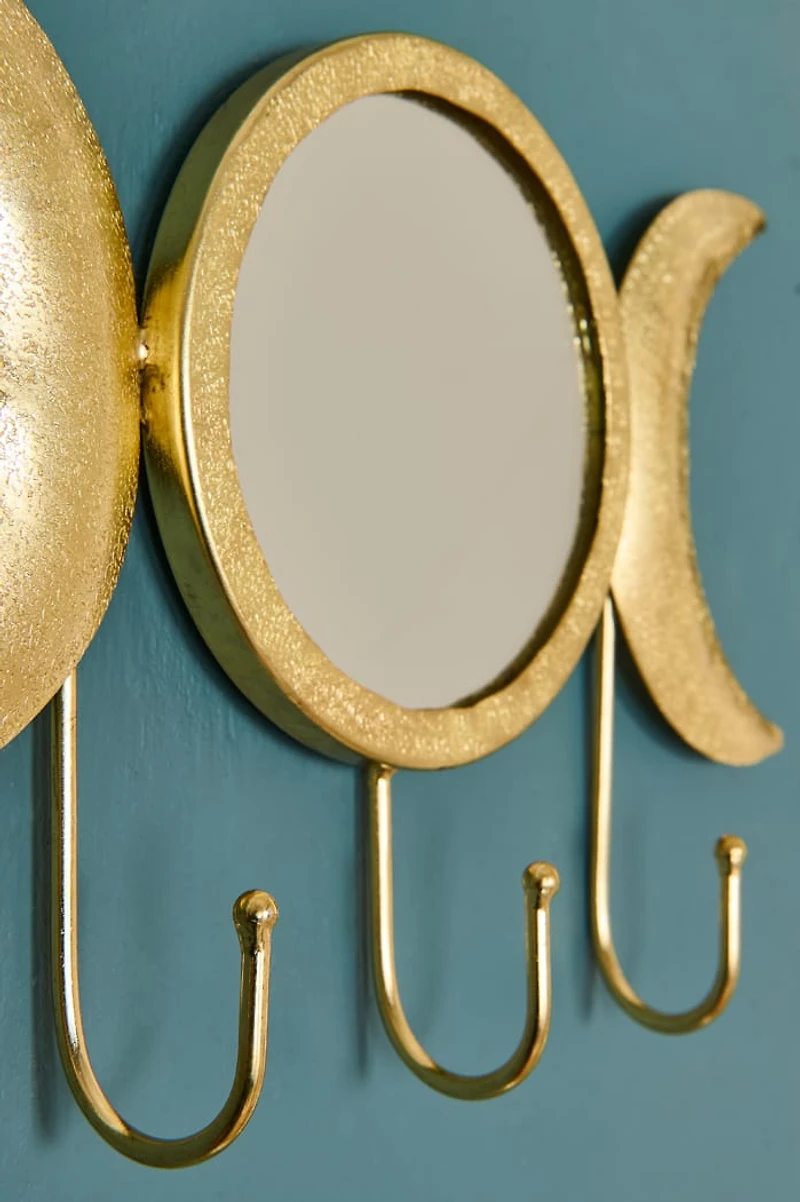 Metal Moon Phase Mirror Wall Hook