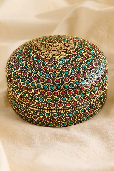 Butterfly Terracotta Tile Round Trinket Box