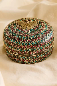 Butterfly Terracotta Tile Round Trinket Box