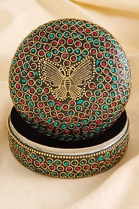 Butterfly Terracotta Tile Round Trinket Box