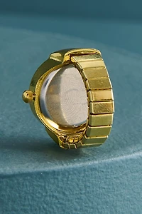 Gold Mystic Green Face Watch Ring