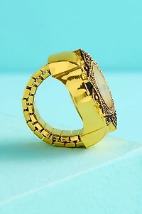 Gold Boho Mandala Watch Ring