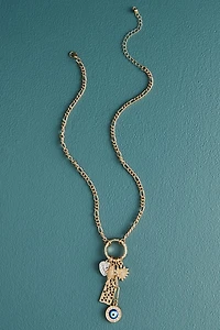 Gold Evil Eye Lucky Ring Necklace