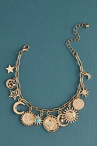 Gold Moon and Star Charm Bracelet