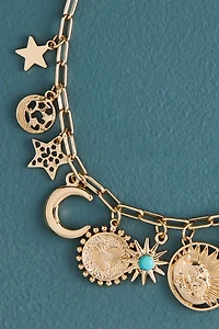 Gold Moon and Star Charm Bracelet