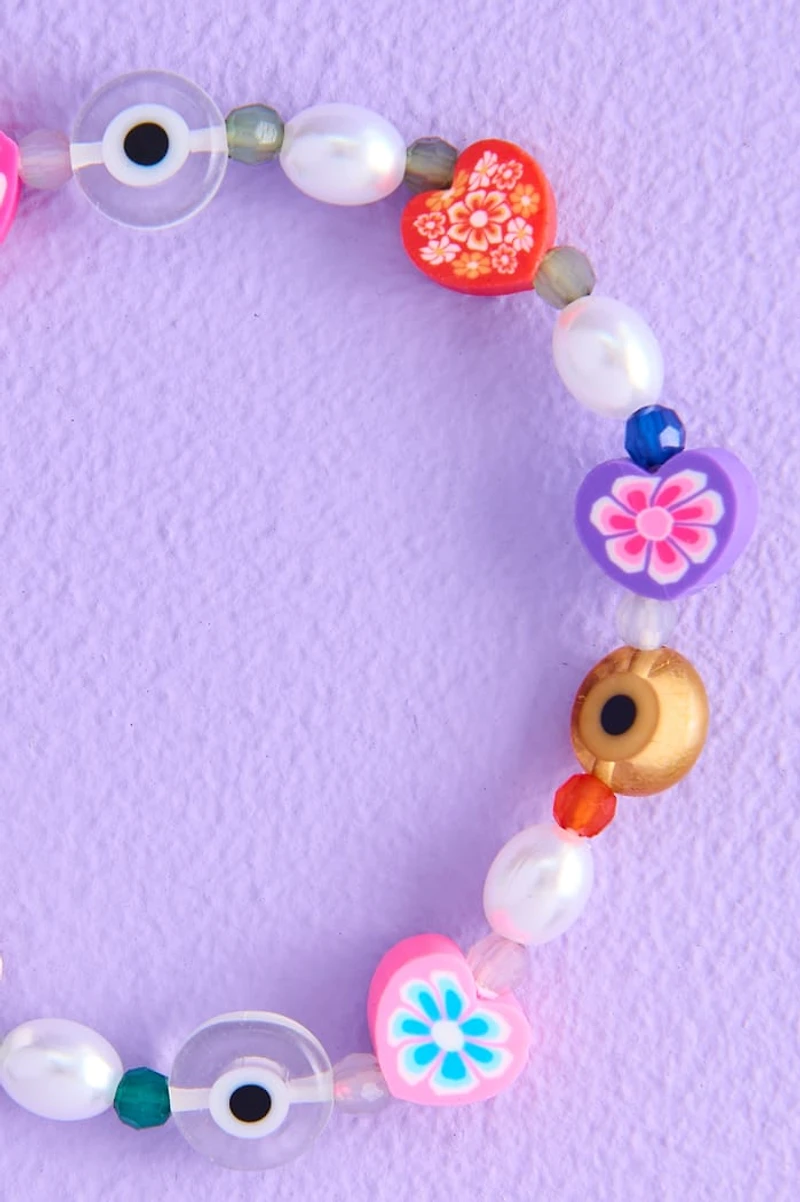 Floral Beaded Stretch Bracelet