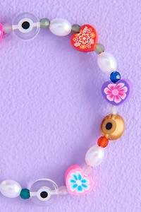 Floral Beaded Stretch Bracelet